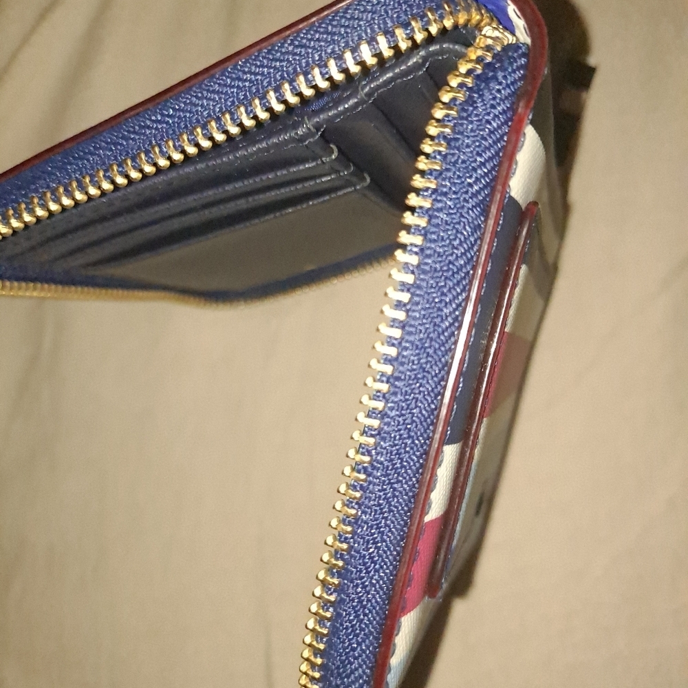 Kate Spade Laurel Way Blue/Pink Striped Saffiano Leather Crossbody/Wallet LNC - Picture 9 of 12
